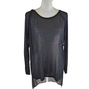 sheer black modal coverup / lightweight high-low swim layer – women’s medium